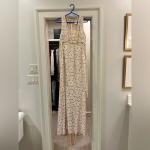 Elegant Cream Lace Maxi Dress
